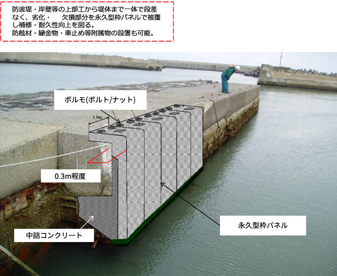 上部工から堤体まで一体補修工法